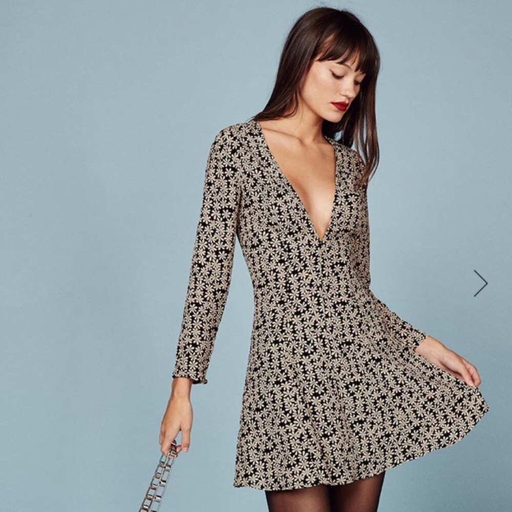 Reformation Calvin Mini Dress Long Sleeve